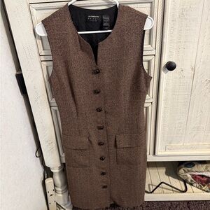 Liz Claiborne Brown Sheath Midi Dress with Mandarin Collar